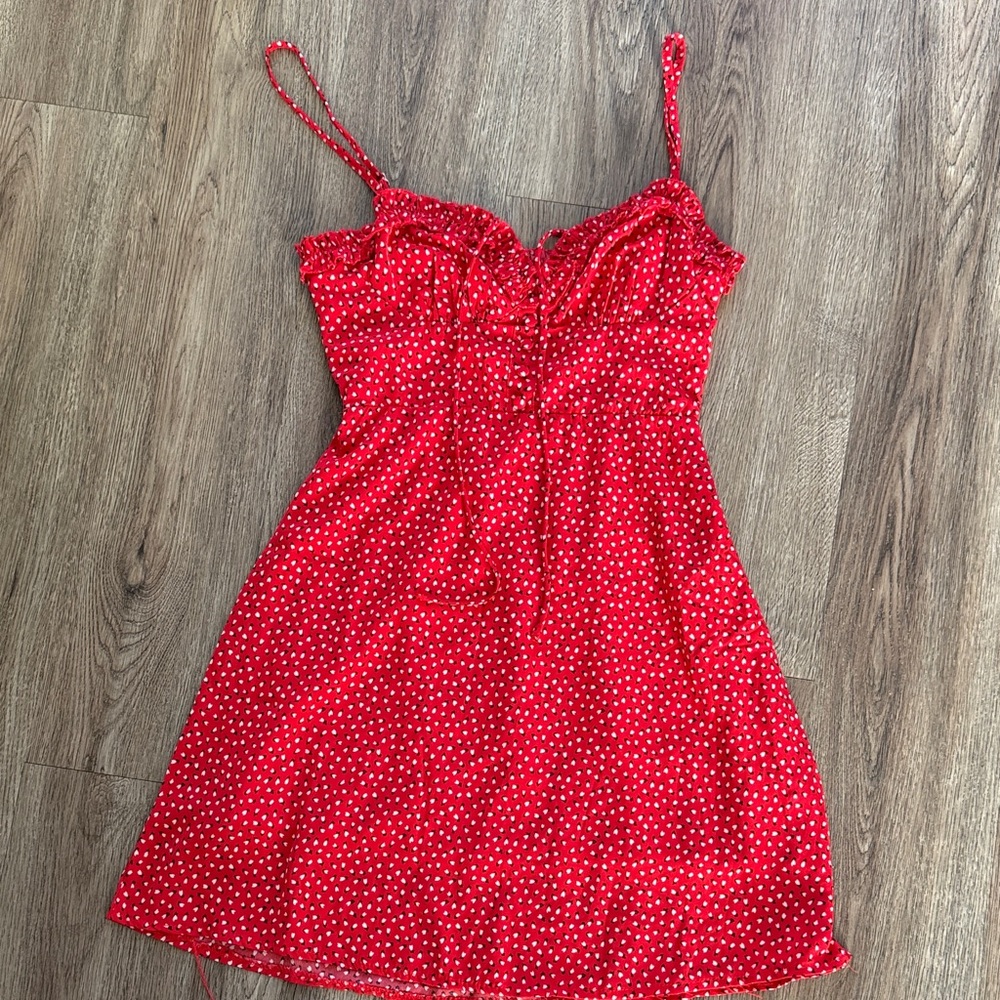 Princess Polly Red Polka Dot Spaghetti Strap Dress